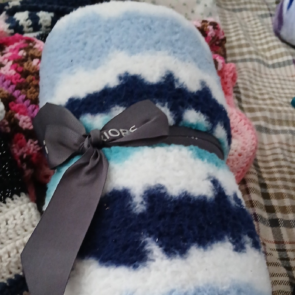 Blue and White Fuzzy Blanket